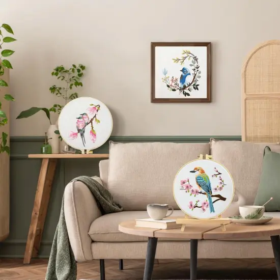 3 Sets Embroidery kit for Beginners Adults Embroidery Starter Kit with Hummingbird Flower Pattern and Instructions Stamped Cross Stitch Kits {2}