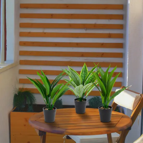 3-Pack Small Artificial Potted Plants Realistic Fake Greenery for Home, Office, Farmhouse & Bathroom Decor, Mini Faux Plants in Durable Plastic Pots {6}