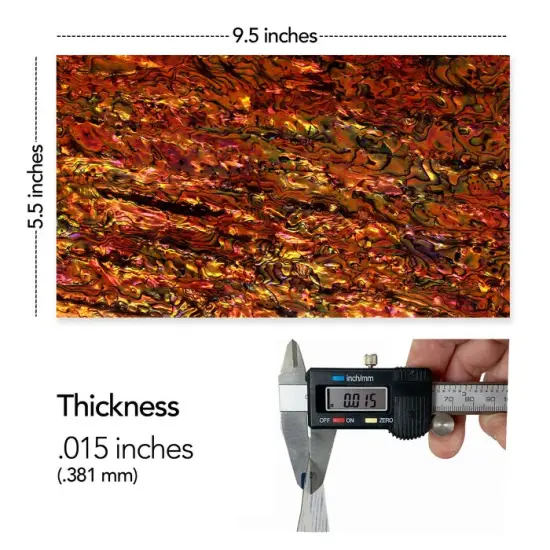 Shell Veneer, 5.5 x 9.5 inches | WMOP, BMOP, Abalone | Includes 3M Adhesive Sheet for Application, Great for Inlay Projects Copper Red {2}