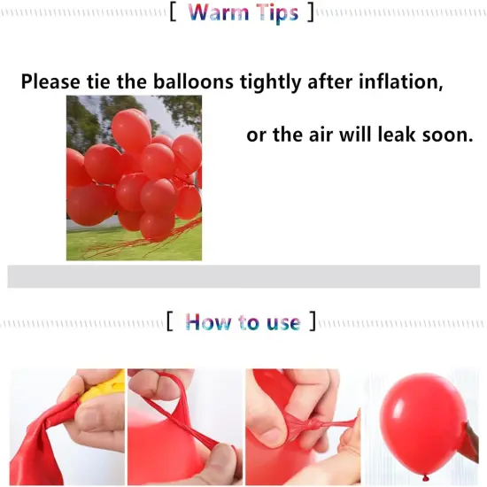 12 inch Red Latex Balloons, 60 pcs Thick Red Balloons for Party Decorations {3}