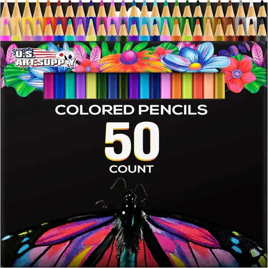 50 Piece Adult Coloring Book Artist Grade Colored Pencil Set -Vibrant Colors, Smooth Art Drawing, Sketching, Shading, Blending - Fun Activities for Students, Beginners, All Ages {1}