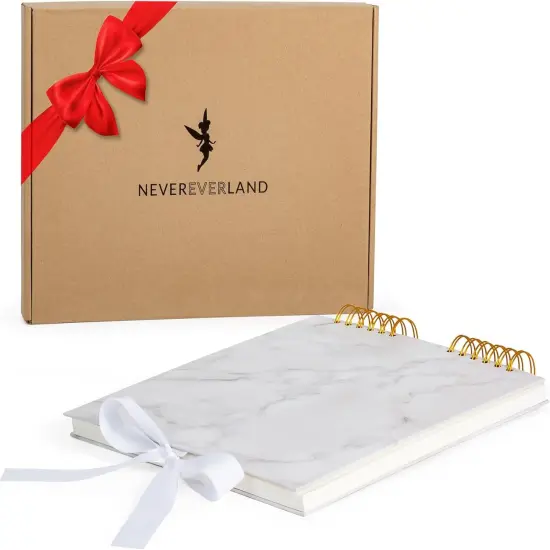 Scrapbook Album &ndash; 12x10 Marble Scrap Book. Scrapbooking Supplies, Memory Book, Wedding Guest Book, Photo Album, Baby Shower Gifts, Valentines, Engagement Gifts, and Anniversary {2}