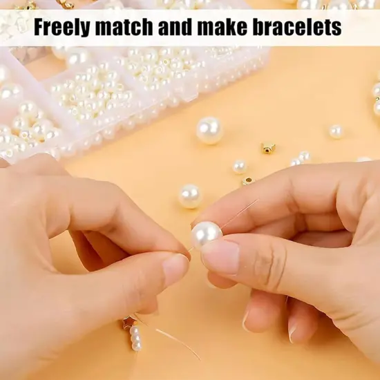 1000Pcs Pearl Beads for Bracelets Making, Pearl Beads for Jewelry Making for Adults, Silver Bracelet Beads DIY Kit, Silver Spacer Beads for Bracelets, Women Friendship Bracelet Making Kit (Silvery) {3}