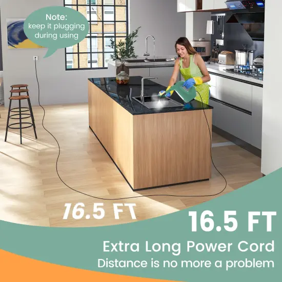 14-Piece Handheld Steam Cleaner with Long Power Cord and 1400W High Output Green {4}