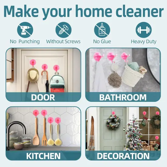 5 Pack Clear Hanger, Removable Small Suction Cups for Shower, Bathroom, Glass, Door, Windows, Kitchen {5}