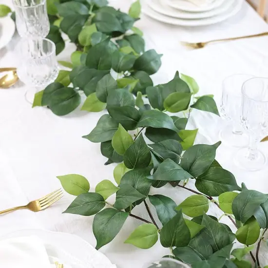 2 Strands Artificial Scindaps Vines Garland 73" Fake Vine with Silk Green Leaves Faux Hanging Plants Greenery Decoration for Bedroom Wall Party Wedding Apartment Room Decor (Scindapsus) {4}