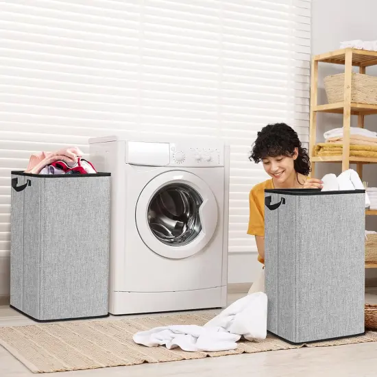 Large Laundry Hamper, Collapsible Laundry Basket with Sturdy Handles, Tall Hamper Bin for Home Organization, Clothes Basket for Dorm Apartments, Dirty Clothes Organizer with 80 L Capacity {5}