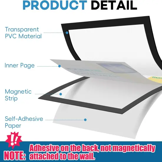 10 Pack Magnetic Sign Holder 8.5 x 11,Self-Adhesive Magnetic Wall Mount Sign Holder , Magnetic Document Holder for Wall Window Office Poster Store {2}