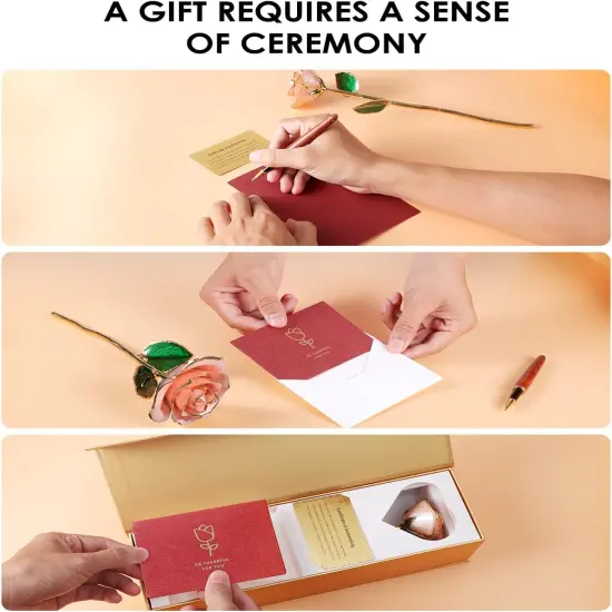 24K Gold Dipped Rose - Genuine One of a Kind Handcrafted Real Rose Dipped in 24K Gold - Eternal Romantic Gifts for Her - Perfect for Birthday, Valentine&rsquo;s, Mother&rsquo;s Day, Anniversary (Pink) {2}