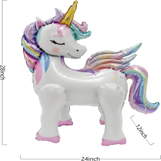 Self-Standing Unicorn Balloons for Birthday Decorations Rainbow Unicorn Party Supplies Unicorn Foil Balloon - 28 Inch, Pack of 2 {2}