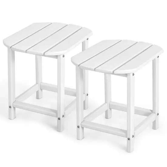 White HDPE Adirondack Outdoor Patio Rectangular Side Table Set of 2 with Folding Design for {1}