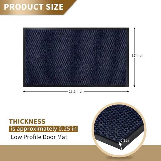 Doormat Outdoor Indoor Entrance 29.5 x 17, All-Season All-Weather Front Door Mat, 100% Waterproof Welcome Matt for Floor Garage Outside Entry, Stain and Fade Resistant,Navy Blue {2}