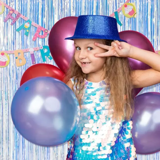 2 Pack Iridescent Party Backdrop Decorations Tinsel Curtain Birthday Decorations Foil Fringe Photo Booth Streamer Backdrop Iridescent Theme {3}