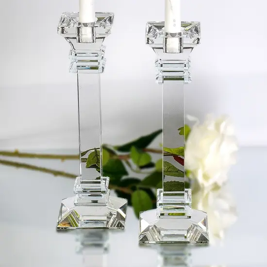 Set of Two Crystal Taper Candlesticks {5}
