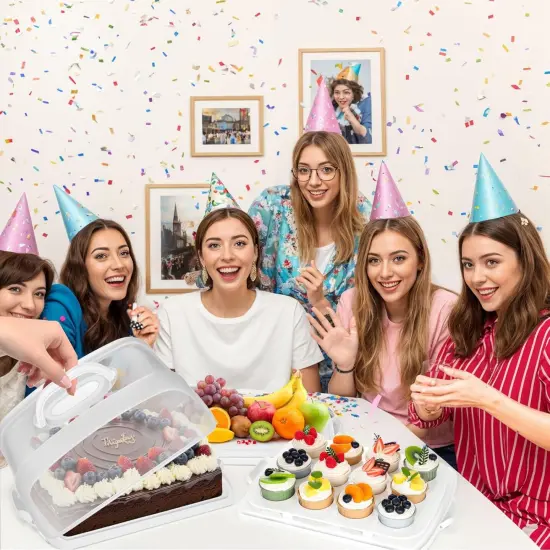 Cake Carrier with Lid, White Cake Holder Cupcake Container for 12 Cupcakes 2 in 1 Portable Dessert Container for Cake Pie Muffin Cobbler {5}