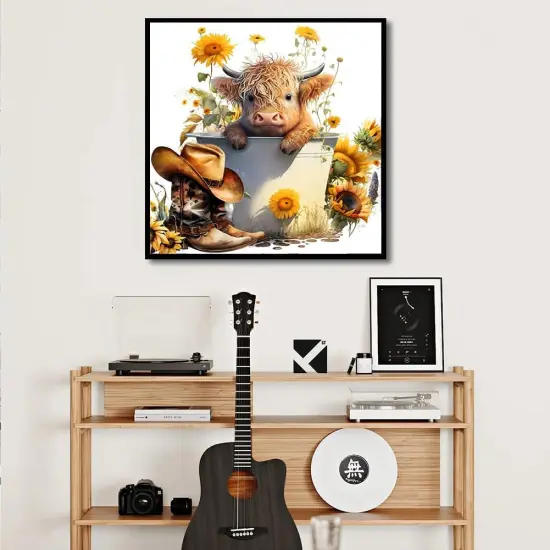 Diamond Painting Kits for Adults, 5D Cow and Flower Full Drill Diamond Art, DIY Highland Cow Diamond Art Kit Gem Art for Home Wall Decor (13.78 X13.78 inch) {5}