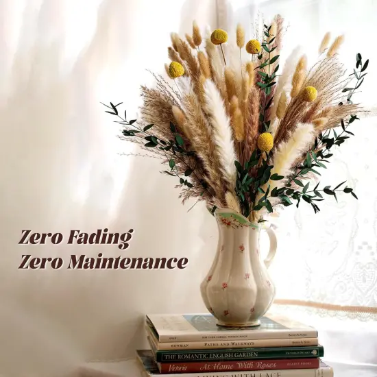 Boho Dried Flowers Bouquet &ndash; Olive Green Wall Decor, Pampas Grass Bouquet, Rustic Flower Arrangement, Moody Office & Bedroom Decor {2}