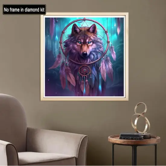Paint by Numbers for Adults Wolf, DIY Oil Painting Dreamcatcher Acrylic Paint by Number Kits for Kids Adults Beginner for Home Wall Decor 20x20 inch {4}