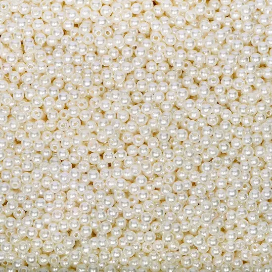 Pearl Beads for Jewelry Making 2400pcs 4mm Pearl Craft Beads with Hole Loose Fake Pearls Small Faux Pearls for Jewelry Making Bracelet Necklace DIY, Sewing Decor and Vase Filler {1}