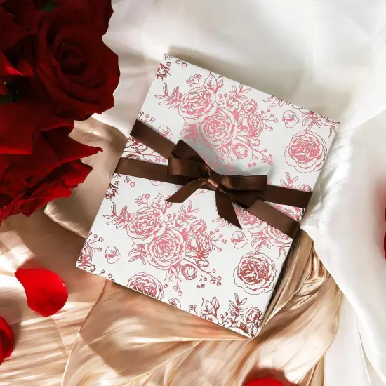 Reversible Floral Wrapping Paper Roll, 17Inch x 33 Feet (46.7 Sq. Ft) {2}