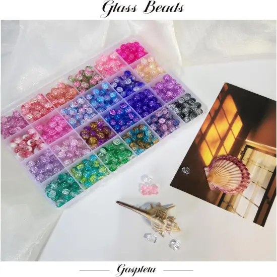 1200PCS 8mm Glass Beads Bracelet Making Kit {5}