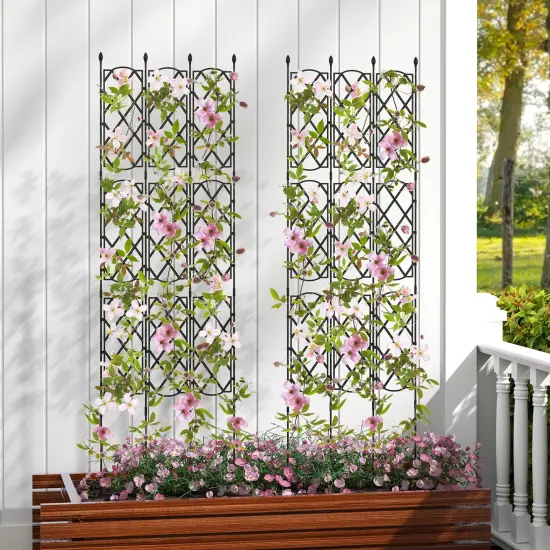 Adjustable Garden Trellis with 3 Panels for Climbing Plants and Privacy Screen {5}