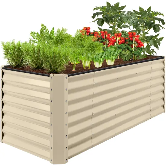 Best Choice Products 8x2x2ft Raised Metal Outdoor Garden Bed, Planter Box for Flowers, Vegetables, Herbs Beige {1}