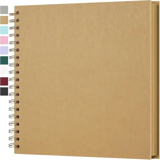 Hardcover Kraft Blank Page DIY Scrapbook Photo Album, 40 Pages (20 Sheets) - Perfect for Wedding Anniversaries, Family Memories, and Small Scrapbooking Projects {1}