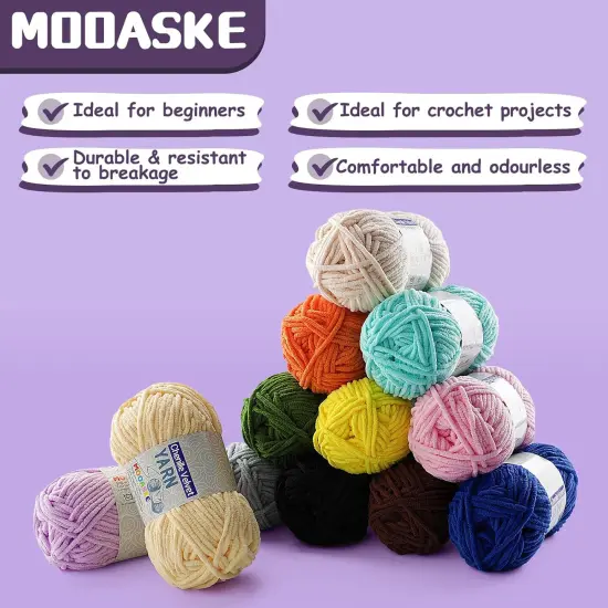 2 Pac Chenille Yarn for Crocheting - Blanket Yarn for Crocheting - Fluffy Yarn for Crochet, Baby Yarn for Crocheting Soft Blankets Weight Per Roll 50g/1.76oz, Length 60m/65yard (Army Green) {2}