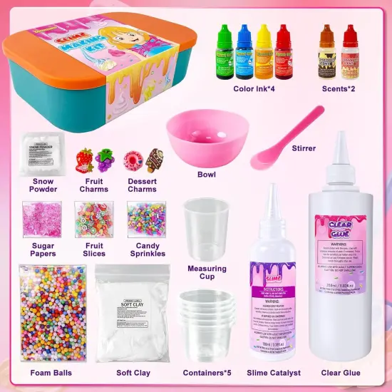 Ice Cream DIY Slime Kit, Confetti Slime Making Kit for Girls, Butter, Foam, Cloud Slime with Add-ins, Foam Balls, Charms, Party Favors Gift Toys for Kids 6-12 {2}