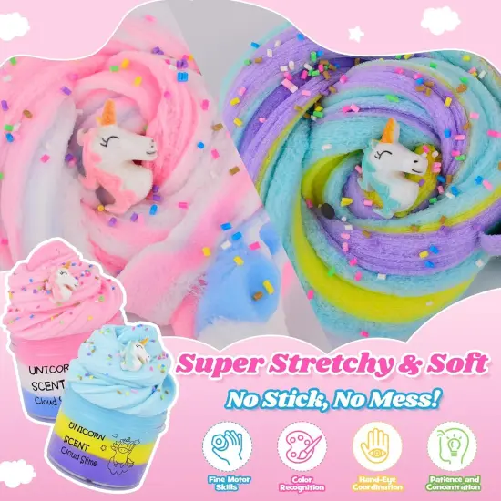 Unicorn Cloud Slime 2 Pack, Scented Slime Kit Toys, Cute Preppy Stuff for Kids Girls Boys, Cool Teen Girls Birthday Gifts Party Favors Stocking Stuffers {4}
