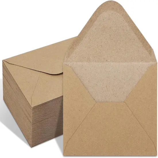 50 Pack Kraft 4x6 Envelopes, Contour Flap A4 Envelopes for Engagement Invites, Weddings Invitation, announcements, Baby shower, Perfect for RSVP Card 120gsm, 4.5 x 6.4 Inches - 100% Recycled {1}