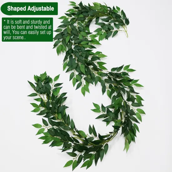 3 Strands Artificial Italian Ruscus Vines 78" Silk Italian Ruscus Greenery Garland with Green Leaves Faux Greenery Stems for Table Centerpieces Wedding Arch Flowers Home Decor {3}