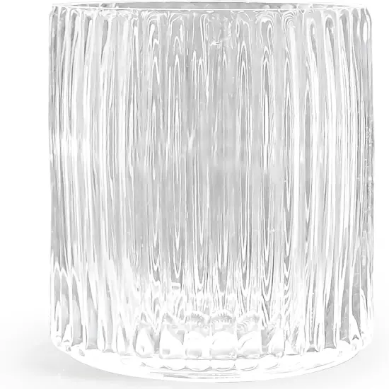 9.8" Flower Vase for Decor Ribbed Glass Vase Modern for Centerpieces Desktop Home Office Dining Living Room Wedding (Clear) {1}