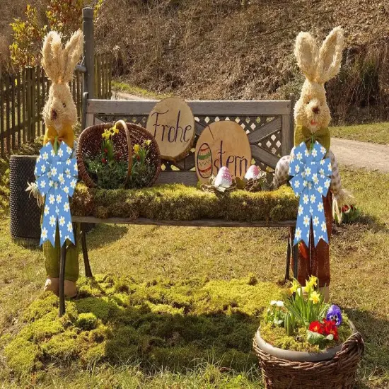 2pcs Easter Wreath Bows Easter Decor Bows Spring Blue Flowers Burlap Bow for Wreaths, Easter Spring Sunflower Ribbon Bows {4}