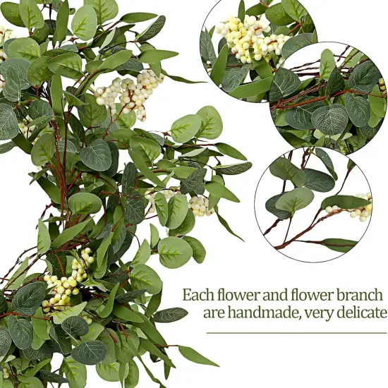 Spring Faux Eucalyptus Garland Plant Wedding Faux Eucalyptus Leaves Greenery Garland Vines Hanging DIY Decoration for Easter Home Party Backdrop Mantle Wall Decor {3}
