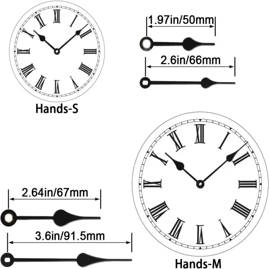 2 Pieces 12888 High Torque Clock Movement for Wall Clock Mechanism Replacement, with 4 Pairs of Clock Hands,Shaft Length 18mm(45/64 inch) {3}