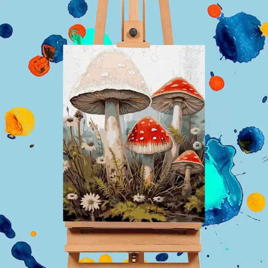 Paint by Numbers Kit for Adults- Mushroom Adult Paint by Number Kits on Canvas for Beginners, Mushroom DIY Acrylic Oil Number Painting Kits for Home Wall Decor Gift 16"x 20" (Without Frame) {4}