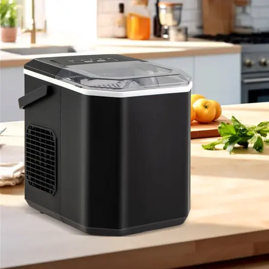 Portable Countertop Ice Maker with Self-Cleaning Function and One-Button Control Panel Black {1}
