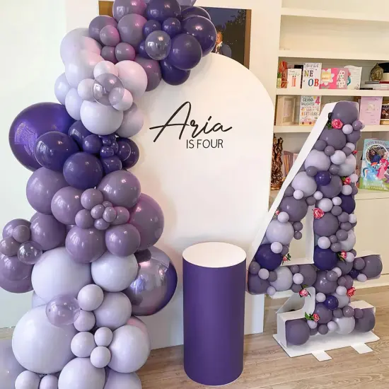 Dusty Purple Balloons, 100 pcs Boho Purple Balloons Different Sizes Pack of 18 Inch 12 Inch 10 Inch 5 Inch Faded Purple Balloons for Balloon Garland Arch as Party Decorations, Purple-F50 {5}