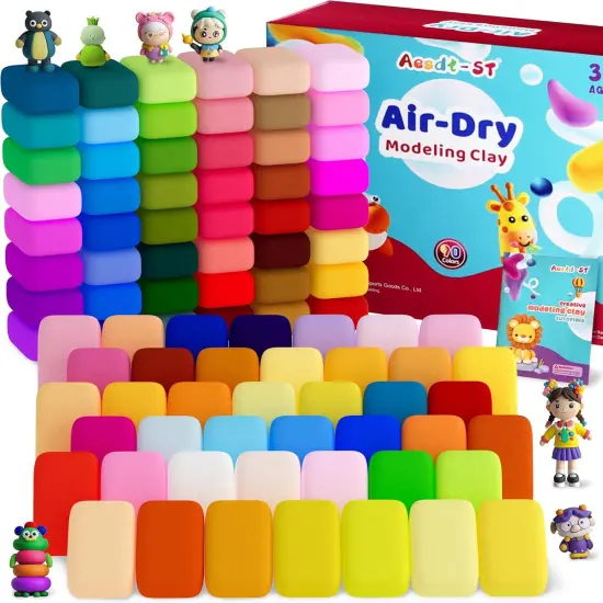 Air Dry Clay 90 Colors, Modeling Clay for Kids, Model Magic Clay, DIY Molding Clay Kit with Sculpting Tools,Soft & Non-Sticky,Art and Crafts Gift for Boys Girls Kids. {1}