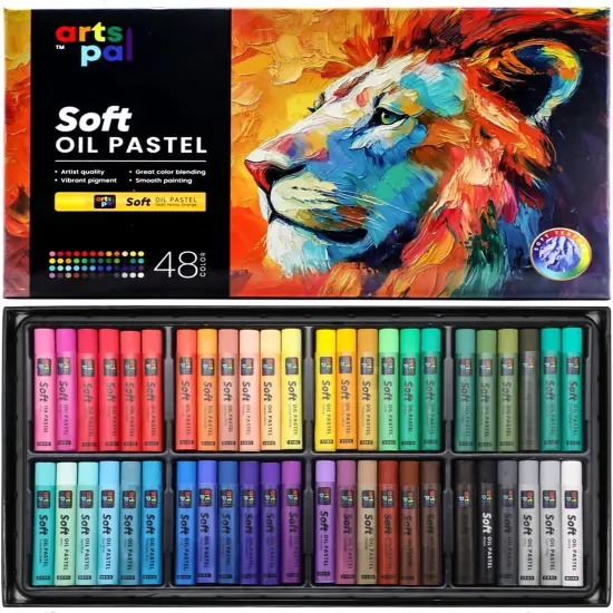Soft Oil Pastels Set of 48 Vibrant Colors, Smooth and Soft Oil Pastel Crayons for Artists, Beginners, Teachers, Students, Great Blending and Layering for Art Supplies, Art Painting, Drawing {1}