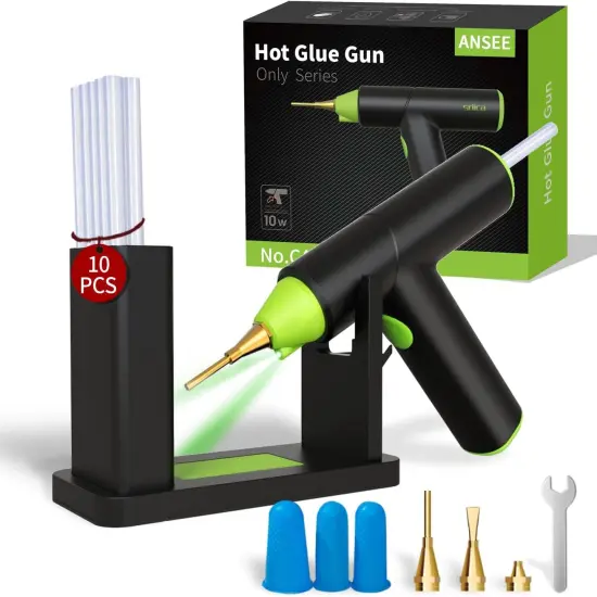 Hot Glue Gun Kit, Cordless Glue Gun with Stand USB Rechargeable Fast Preheating Auto Shut-Off Mini Hot Melt Glue Gun Tool for DIY Crafts Arts School Home Quick Repair (Green) {1}