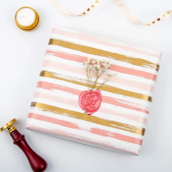 Reversible Pink Wrapping Paper - Mini Roll - 17 Inch X 33 Feet {4}