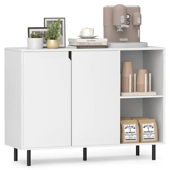 42 Inch Sideboard Buffet Cabinet Kitchen with Adjustable Shelves-White {1}