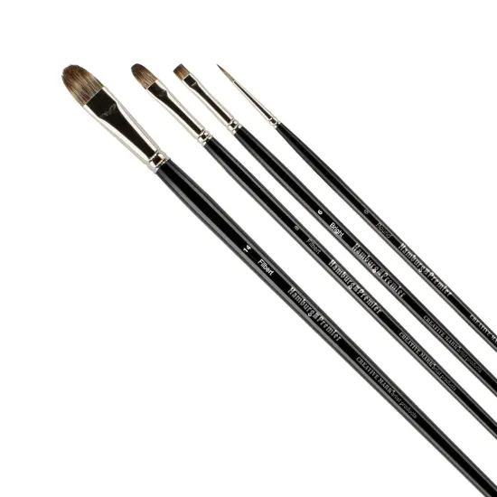 Creative Mark Hamburg Premiere Professional Oil Painting Brushes - Medium Asst Set of 5 Handmade Oil Paint Brushes w/ #14 Filbert - Natural & Synthetic Blend, Long Triple-Lacquered Birch Handle {4}