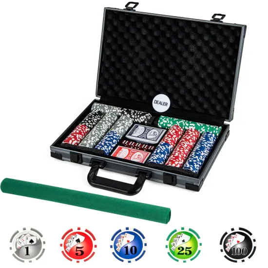 Black Aluminum Poker Chip Set with 400 Chips, Cards, Dices and Carrying Case {1}