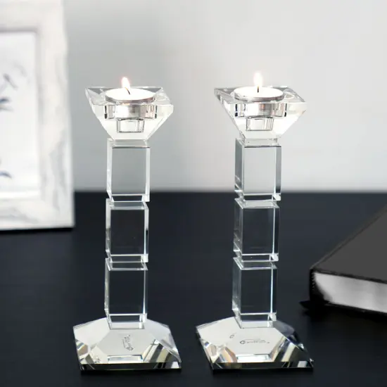 Crystal Candlesticks Square Design Set of Two {5}