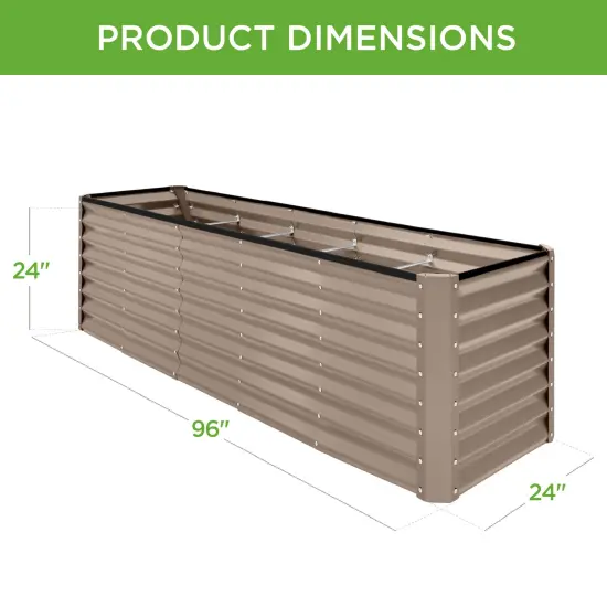 Best Choice Products 8x2x2ft Raised Metal Outdoor Garden Bed, Planter Box for Flowers, Vegetables, Herbs Taupe {2}