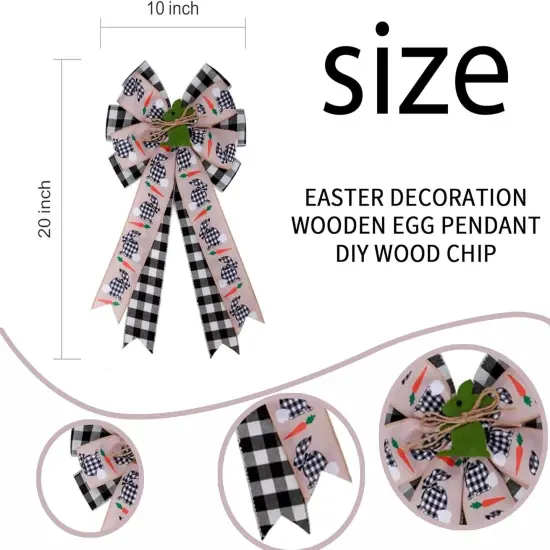 Large Easter Bow for Wreath,Black Pink Easter Tree Topper,Easter Bows for Wreaths,Outdoor Easter Wreath,Easter Bunny Tree Topper {2}